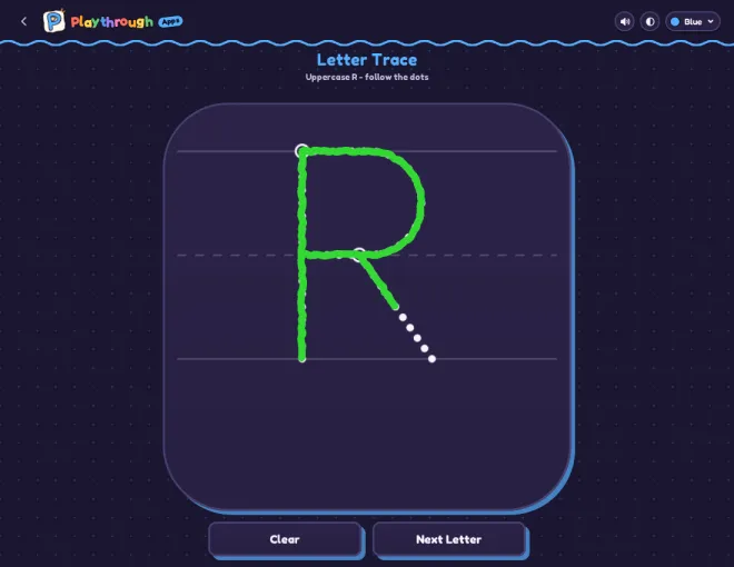 Letter Trace application screenshot