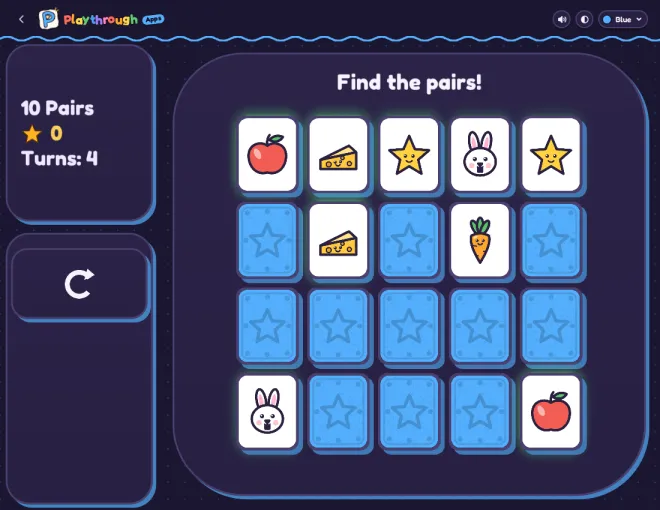 Memory Match application screenshot